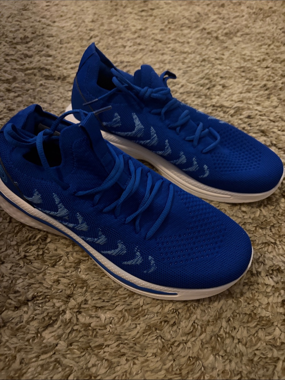 Blue Knit Athletic Sneakers